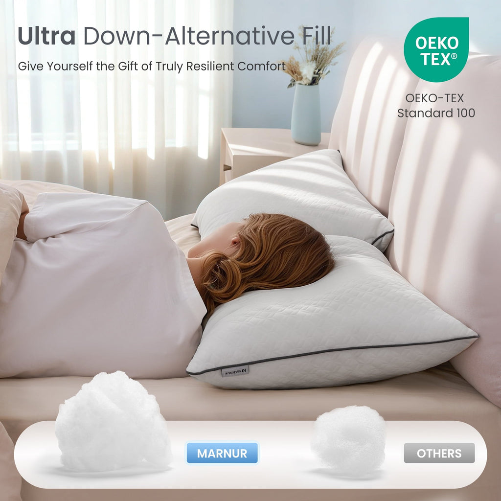 Orthopedic Support Bed Pillows Hotel Collection Luxury Down Alternative Pillow for Beds 2 Pack, Medium Support for Side & Back Sleepers ... - Hotel Quality Plush Sleeping Pillows Detail