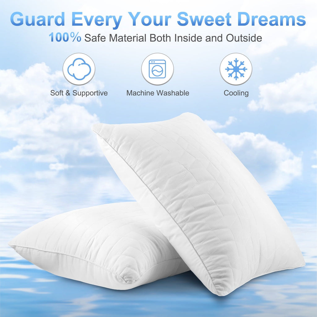 Hotel Collection Bed Pillows for Sleeping 2 pack, King Size Cooling Pillows Hotel Quality with Premium Soft Down Alternative Fill for ... - Ergonomic Memory Foam Pillow for Neck Pain Support Detail