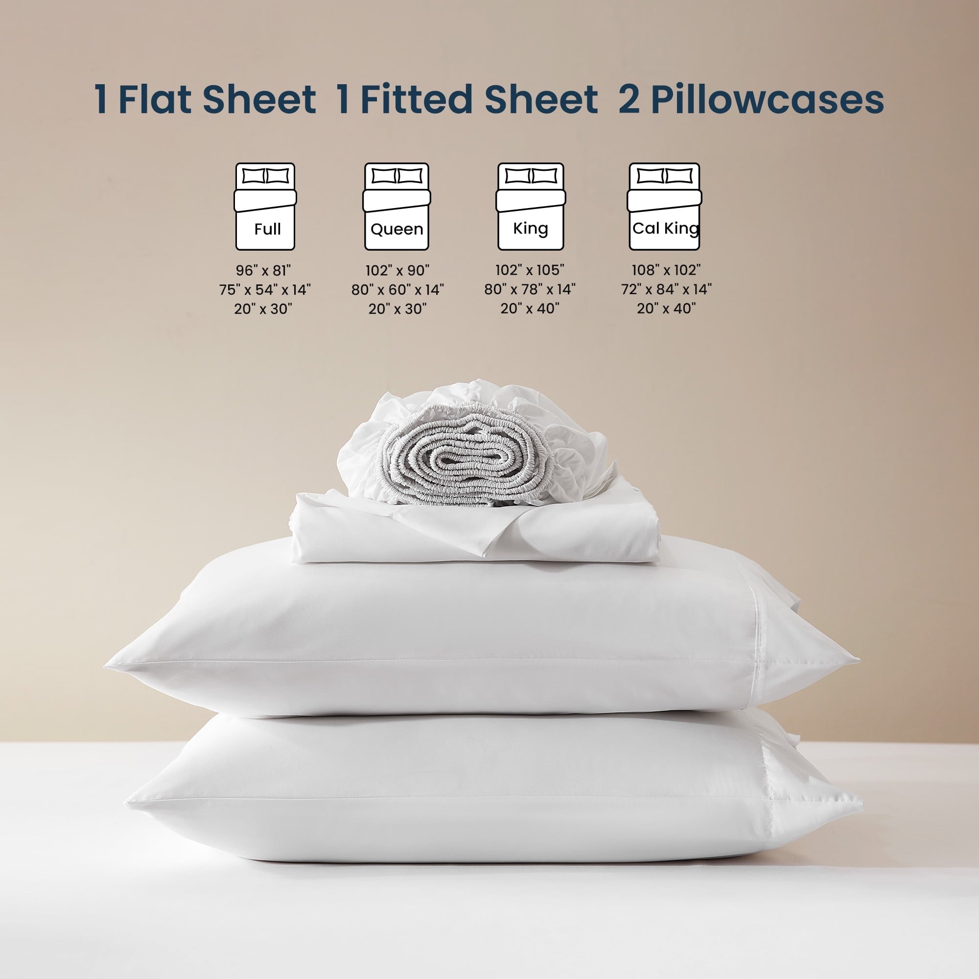 Cooling Sateen Nanotex Super Soft Cooling Twin Bed Sheets Set for Kids 3 Piece - Easy Care Fitted Flat Sheet & Pillowcase Sets - Wri... - Premium Ultra-Soft Pillowcase Pair for Sleeping Detail