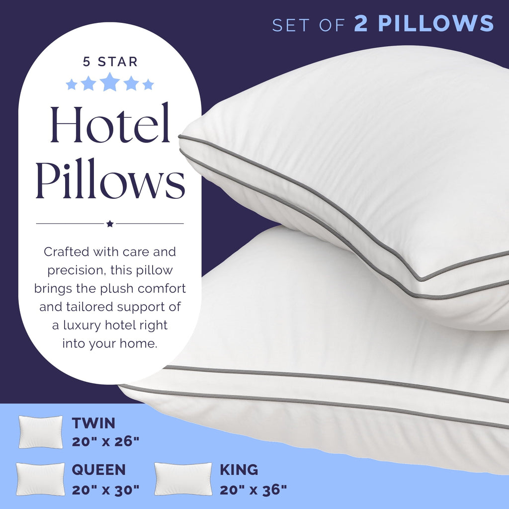 Ergonomic Memory Foam Bed Pillows Queen Size Set of 2 - Luxury Down Alternative Pillow - 5 Star Hotel Pillows for Back, Side and Stomach Sl... - Hotel Quality Plush Sleeping Pillows Detail