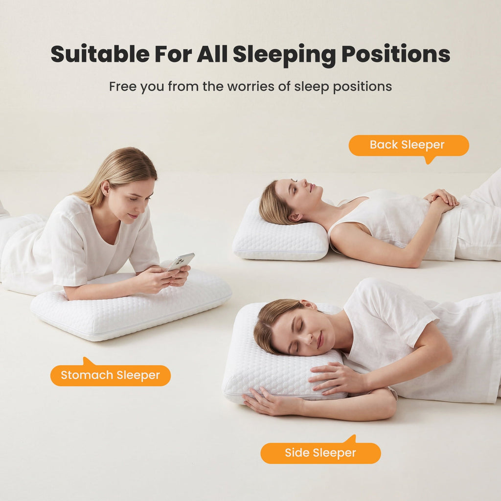 Fluffy Shredded Memory Foam Pillow for Sleeping, Gel Cooling Bed Pillow with Breathable Mesh and Washable Cover for Back and Side Sle... - Hotel Quality Plush Sleeping Pillows Detail