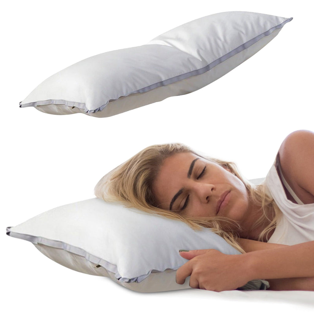 Orthopedic Support Extra Flat Soft Thin Pillows Queen Size, Bed Pillow with Full Cotton Filling for Side Back Stomach Sleepers, 20x30 In... - Orthopedic Shredded Foam Bed Pillow Set Detail