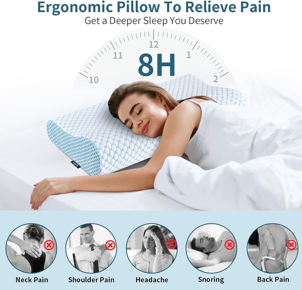Fluffy Shredded for Neck Pain Relief, Contour Memory Foam s for Sleeping, Odorless Ergonomic Adjustable Orthopedic Cooling Bed Neck S... - Hotel Quality Plush Sleeping Pillows Detail
