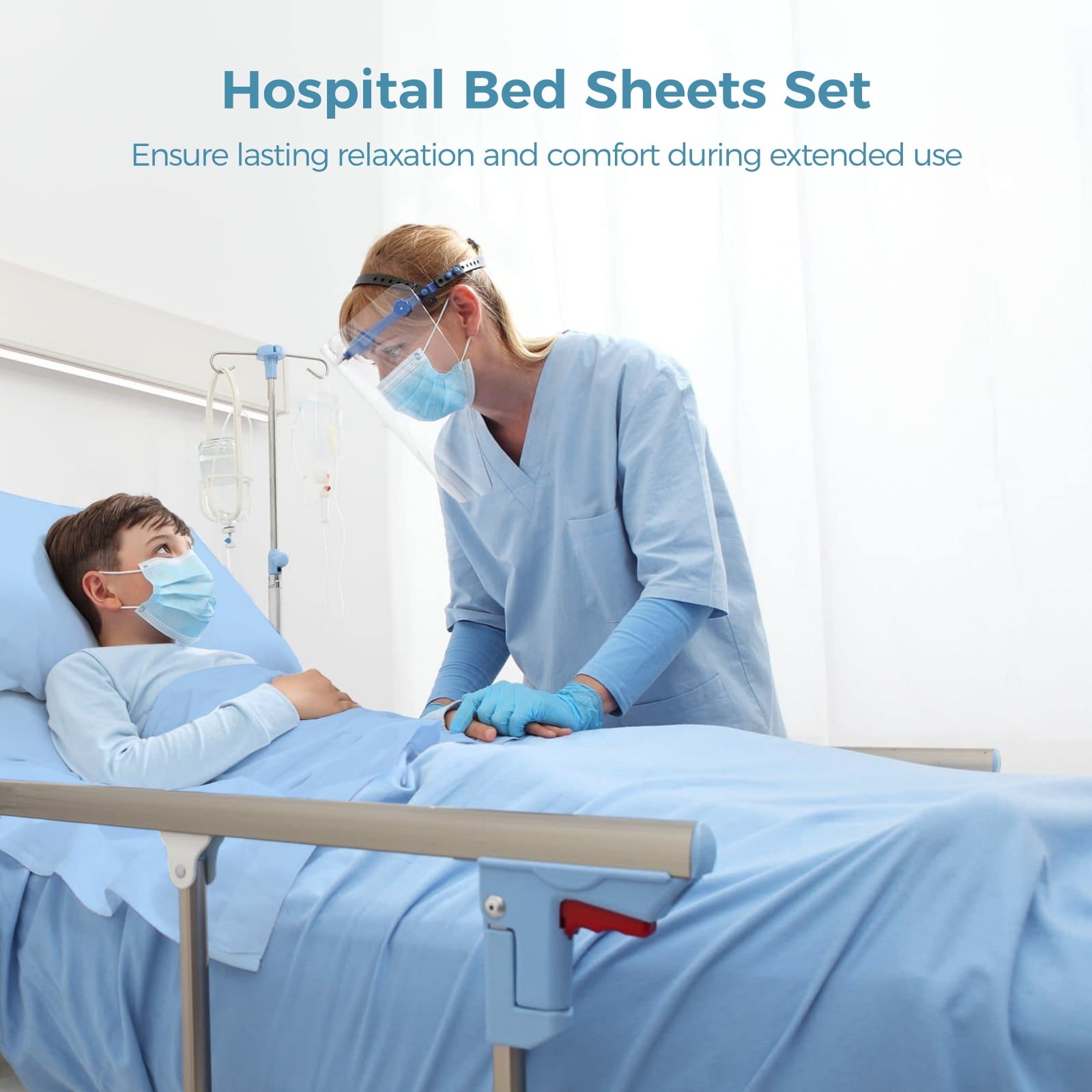 Breathable Luxury 6 Pcs Hospital Bed Sheets Set, Includes 2 Fitted Sheet 84x36x14", 2 Flat Sheets 104x59", 2 Pillowcases 19x29", Soft B... - Cooling Hotel Quality Bedding Sheets and Pillowcases Detail