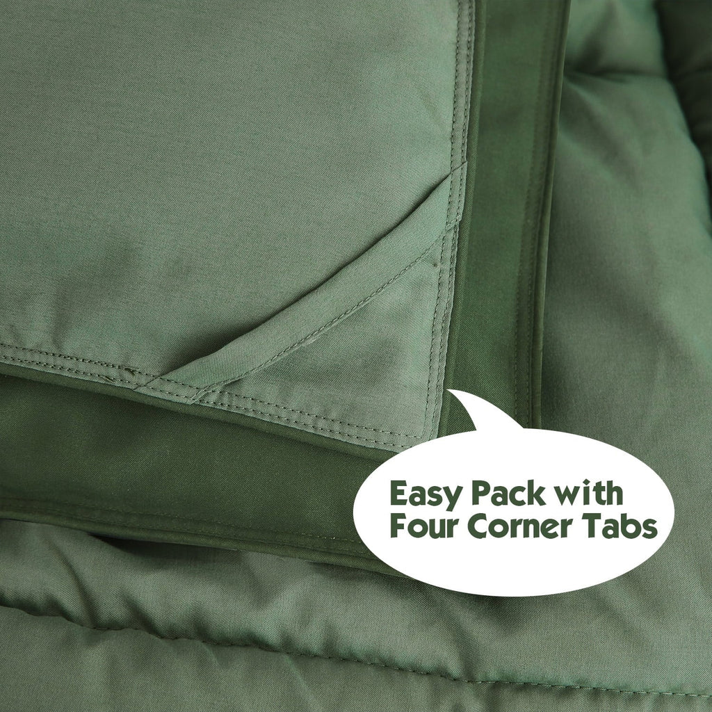Fluffy Down Alternative Light Weight Down Alternative Comforter Set, Queen, Green, Reversible - Cloud-Like Soft Lightweight Bed Comforter Detail