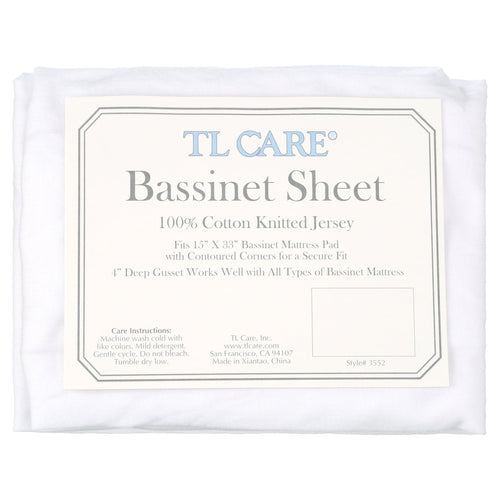 Cooling Sateen TL Care 100% Natural Breathable Cotton Jersey Knit Fitted Bassinet Sheet, White, 15" x 33", Soft Breathable, for Boys... - Premium Ultra-Soft Pillowcase Pair for Sleeping Detail