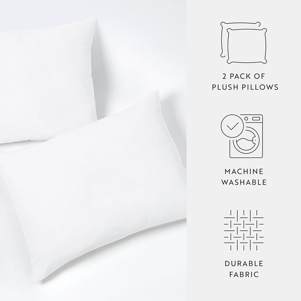 Fluffy Shredded Plush Bed Pillows 2-Pack For All Sleep Styles - Back, Side and Stomach Sleepers - in King Size - Decorative Throw Pillow Cushion for Sofa & Bed Detail