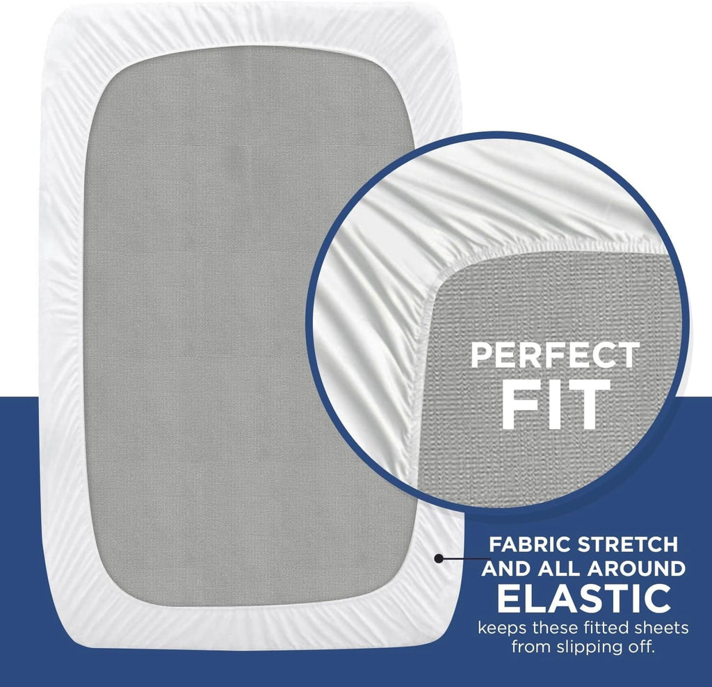 Ultra-Soft 2 Pack Fitted Hospital Bed Sheets with Elastic All Around for a Perfect Fit - Cotton Rich Soft Knitted Jersey Sheet, ... - Breathable Egyptian Cotton Flat & Fitted Sheets Detail