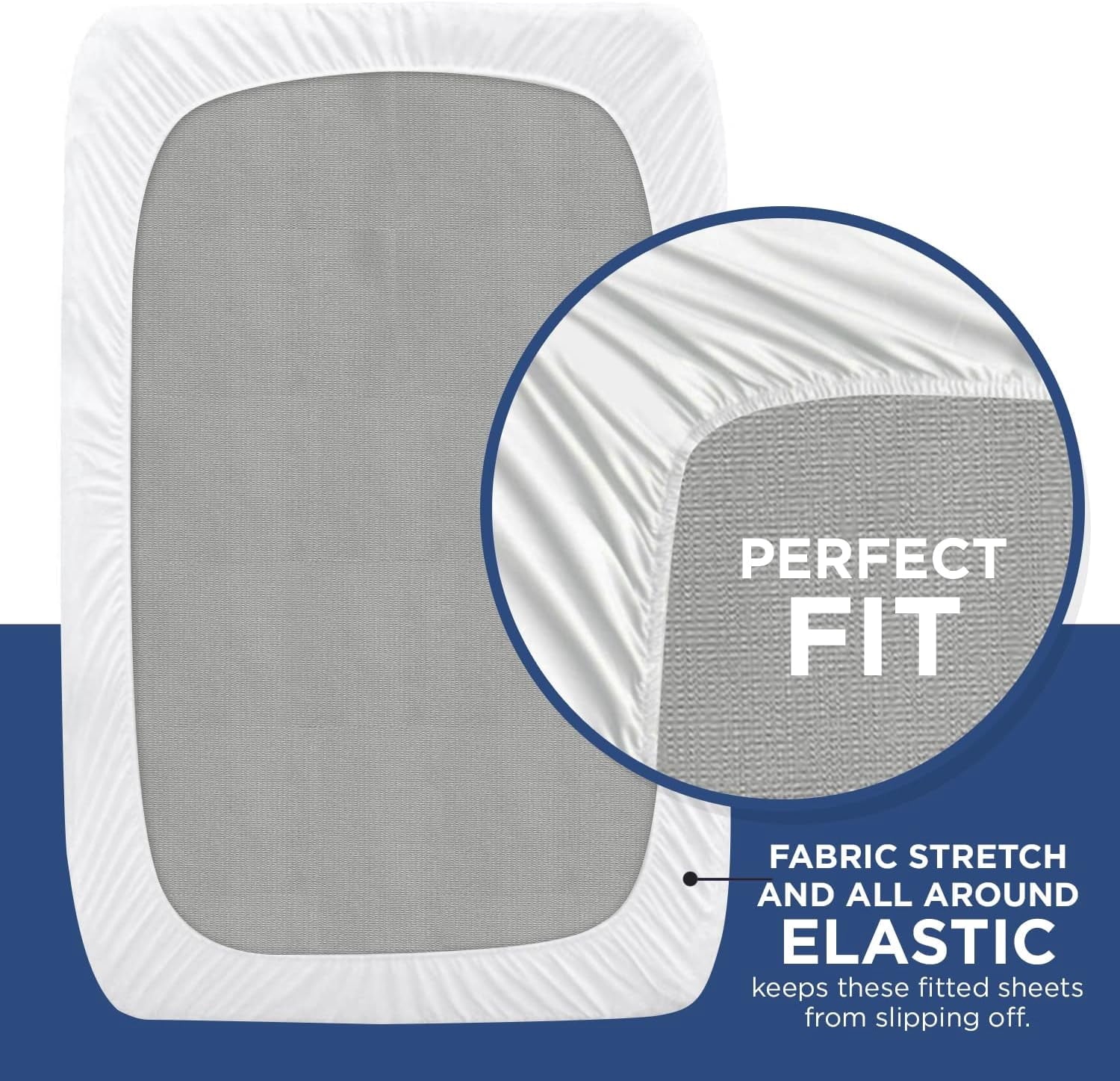 Ultra-Soft 2 Pack Fitted Hospital Bed Sheets with Elastic All Around for a Perfect Fit - Cotton Rich Soft Knitted Jersey Sheet, ... - Breathable Egyptian Cotton Flat & Fitted Sheets Detail