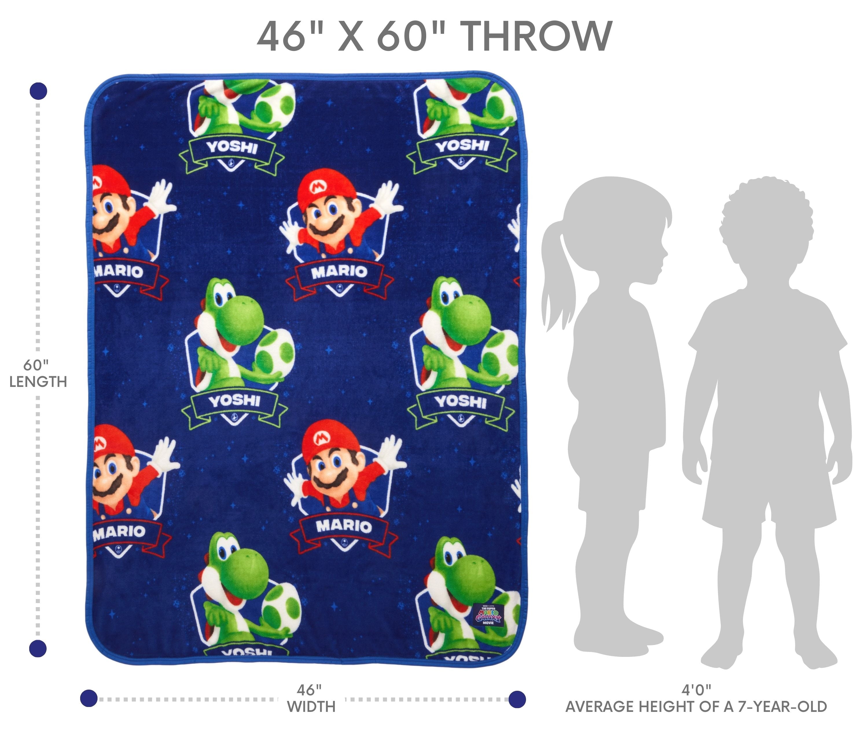 Reversible Sherpa Galaxy Movie Kids Blue Print Fleece Throw Blanket, 46 x 60 - Cozy Fleece Throw Blanket for Couch & Bed Detail