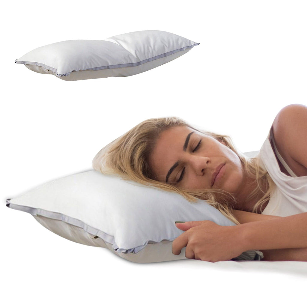 Orthopedic Support Extra Flat Soft Thin Pillows Queen Size, Bed Pillow with Full Cotton Filling for Side Back Stomach Sleepers, 20x30 In... - Orthopedic Shredded Foam Bed Pillow Set Detail