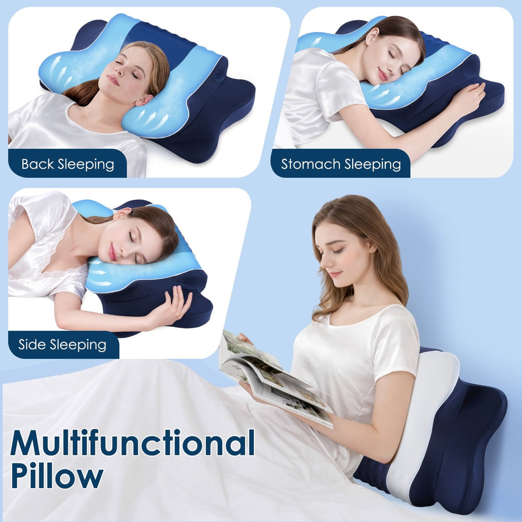 Fluffy Shredded Cervical Neck Pillow for Pain Relief Sleeping, Memory Foam Pillow Neck Pillow Bed Pillow with Pillowcase for Side Bac... - Hotel Quality Plush Sleeping Pillows Detail