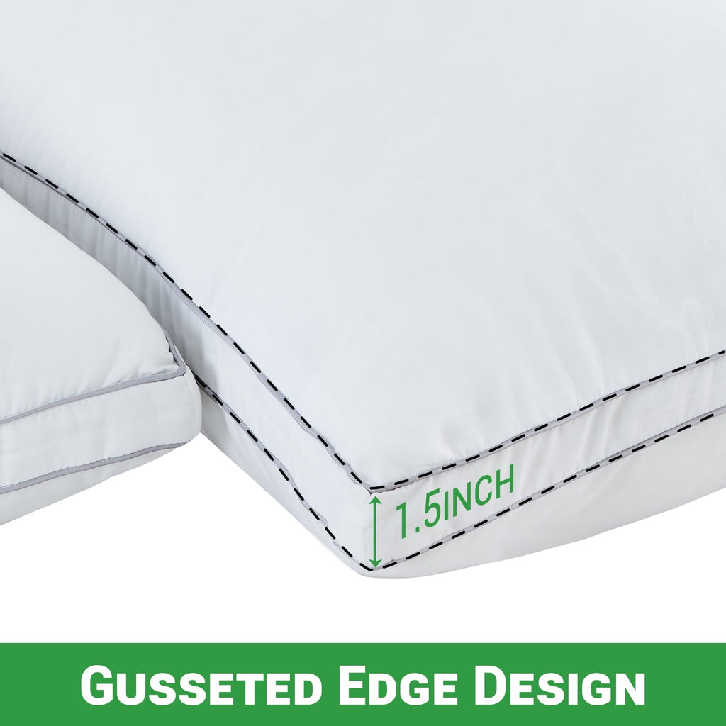 Ergonomic Memory Foam 2 Pack Pillows for Bed, Standard Size Pillows Insert for Side and Back Sleepers, Soft Down Alternative Microfiber Fil... - Hotel Quality Plush Sleeping Pillows Detail