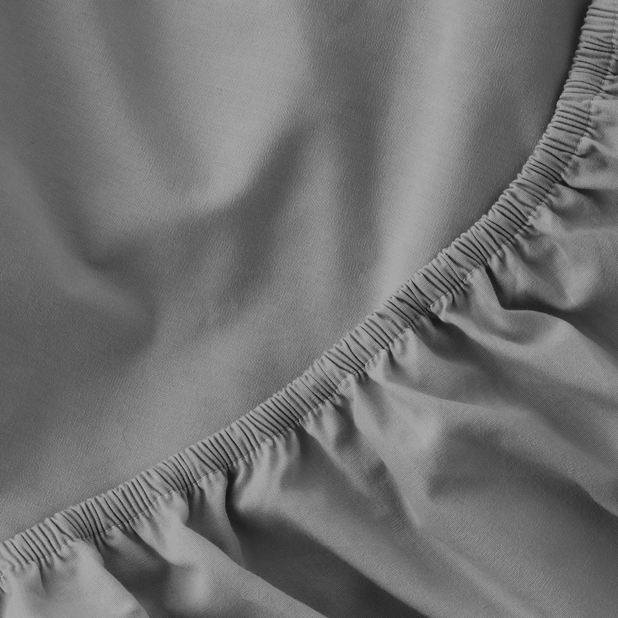 Cooling Sateen Solid Soothing-Gray Cotton Blend Fitted Sheet, Twin/Twin XL - Breathable Egyptian Cotton Flat & Fitted Sheets Detail