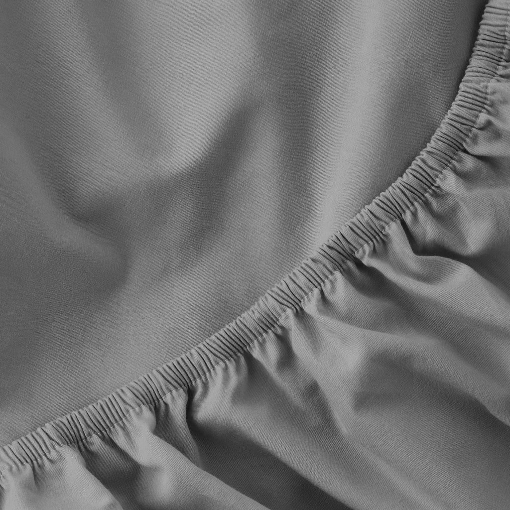 Ultra-Soft Easy Care 300 Thread Count Solid Soothing-Gray CVC Cotton Blend Fitted Sheet, King (Adult) - Luxury Bed Sheet Set with Deep Pockets Detail