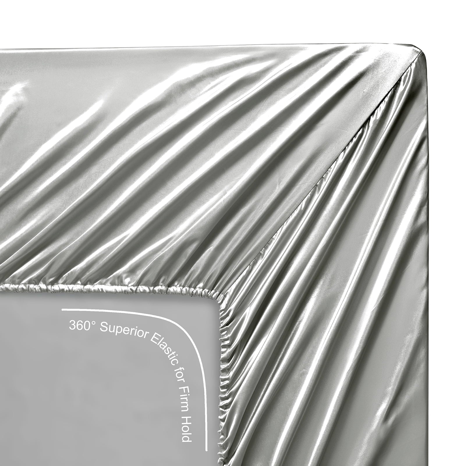 Ultra-Soft Luxury Satin Sheets Set Full Size Light Gray, 4-Piece Bedding Sets with Deep Pockets - Soft and Smooth Satin Bed Shee... - Luxury Bed Sheet Set with Deep Pockets Detail
