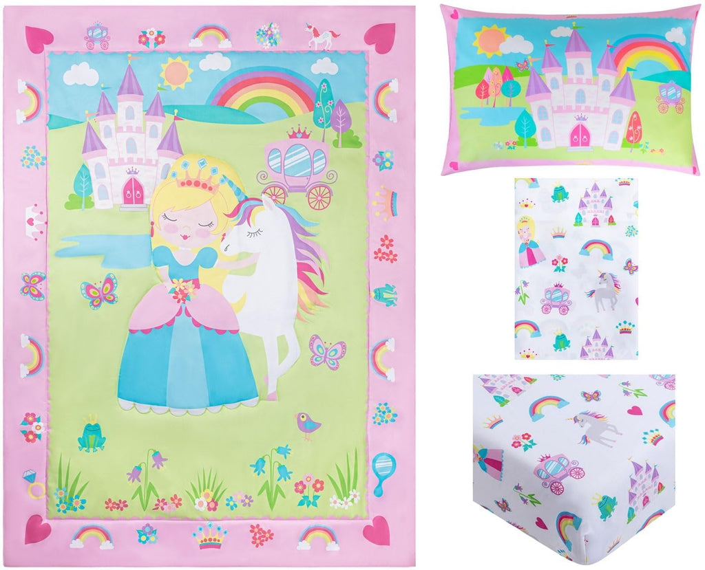 Luxurious Quilted Princess Toddler Bedding Set for Girls - 4-Piece Toddler Bed Comforter Sets for Girls, Reversible Comforter & Pillowc... - Cloud-Like Soft Lightweight Bed Comforter Detail