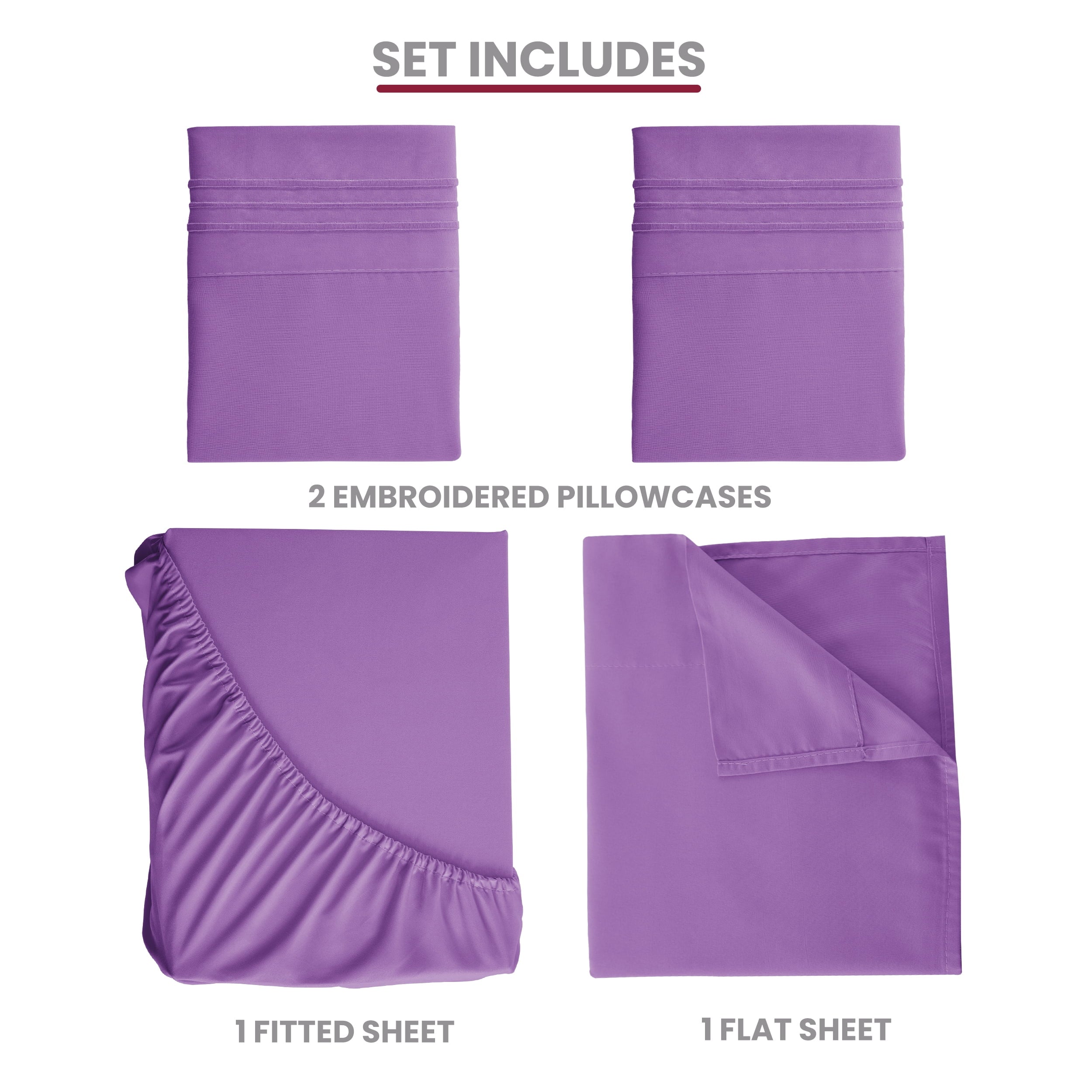 Wrinkle-Resistant Queen Size Sheets Set Brushed Microfiber High GSM, 4 Piece Sheet Set Upto 16 Inches Deep Pocket Bedding Sheets & Pillow - Luxury Bed Sheet Set with Deep Pockets Detail