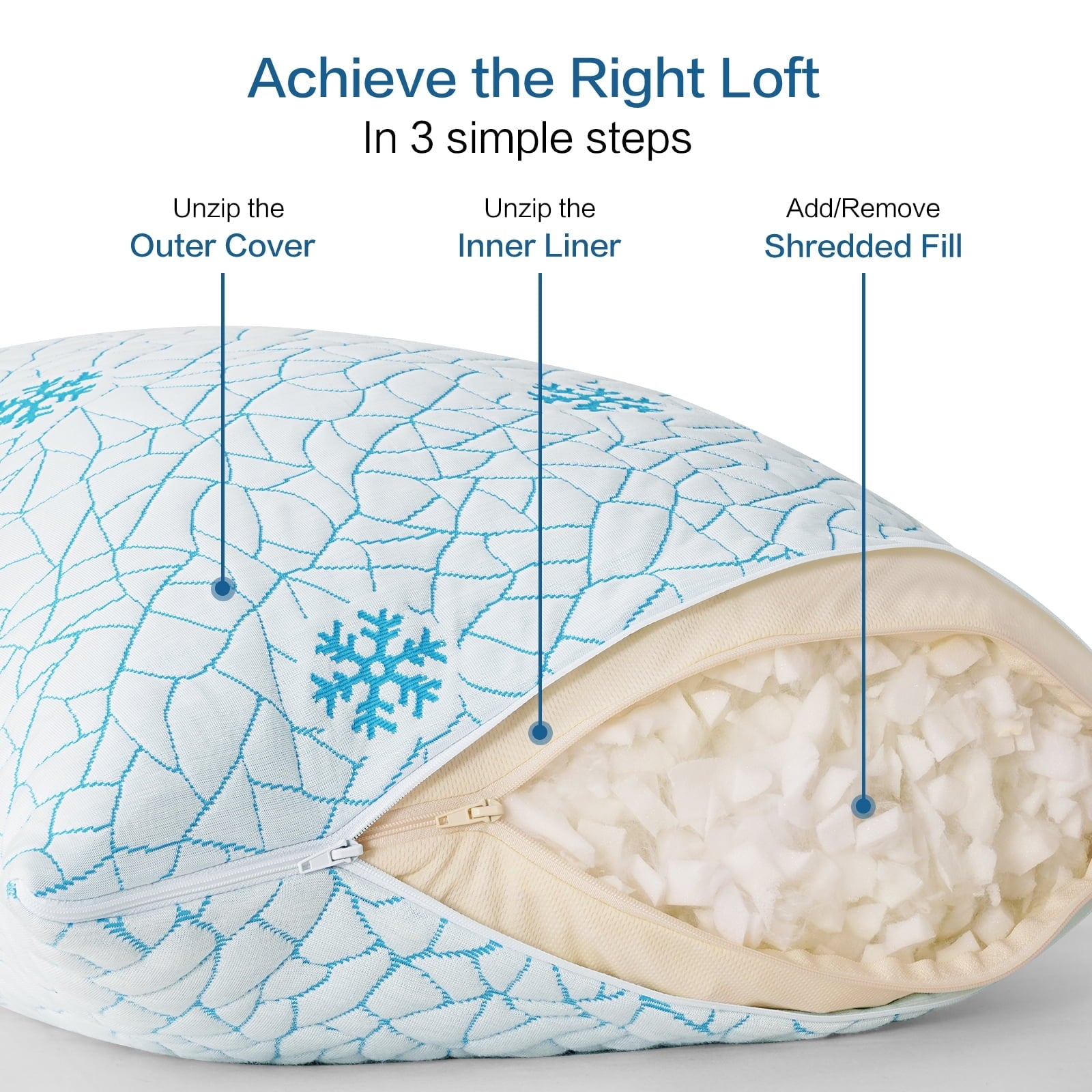 Decorative Plump Cooling Memory Foam Queen Pillows Set of 2,Adjustable Support & Heat Dissipation Tech for Side,Back,Stomach & Hot Sle... - Hotel Quality Plush Sleeping Pillows Detail