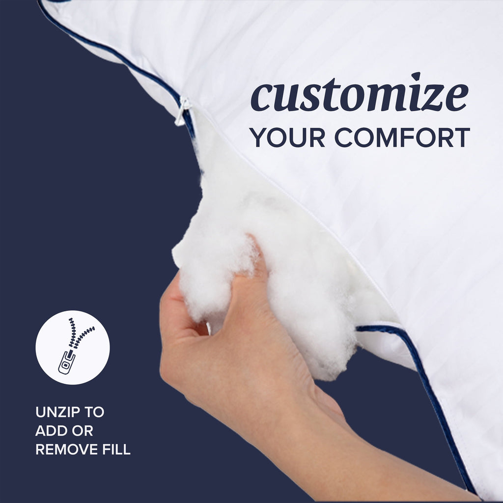 Decorative Plump Customizable Down Alternative Queen Pillow 1 Pack, Adult - Orthopedic Shredded Foam Bed Pillow Set Detail