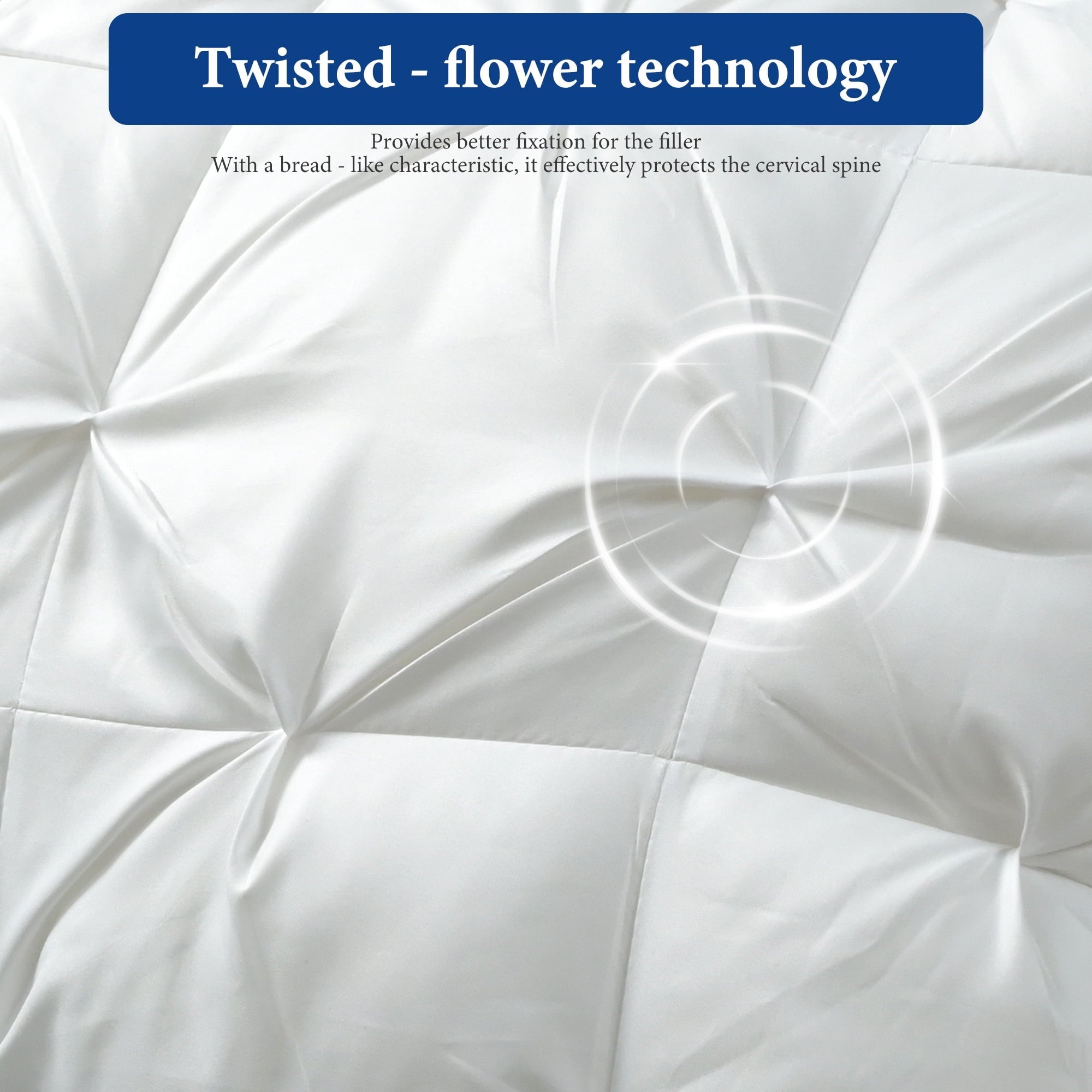 Decorative Plump 2-Pack Luxurious Hotel-Quality ,Resistant to Flattening, All-Season,White - Orthopedic Shredded Foam Bed Pillow Set Detail