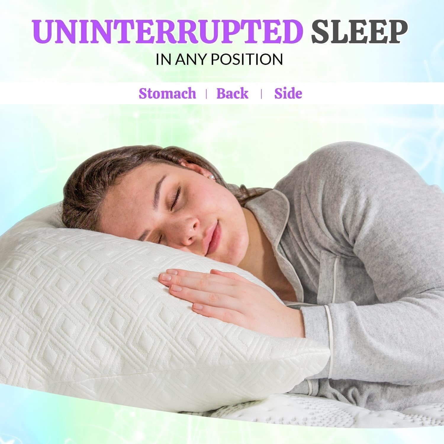 Ergonomic Memory Foam King Size Bamboo Pillow, Memory Foam Bed Pillows with Washable Pillowcases, King - Ergonomic Memory Foam Pillow for Neck Pain Support Detail