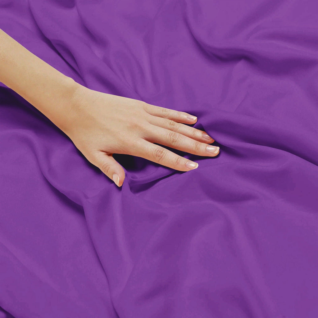 Premium Egyptian Cotton King Bed Sheets - 16 Inch Deep Pocket 6 Piece Microfiber Bedding Sheets & Pillowcase Sets - Purple - Luxury Bed Sheet Set with Deep Pockets Detail