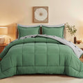 Fluffy Down Alternative Grass Green/Grey Queen Size Comforter Set,3-Pieces Reversible Comforter Set Soft and Lightweight,All Season Down Alte... - Cloud-Like Soft Lightweight Bed Comforter - Default Title