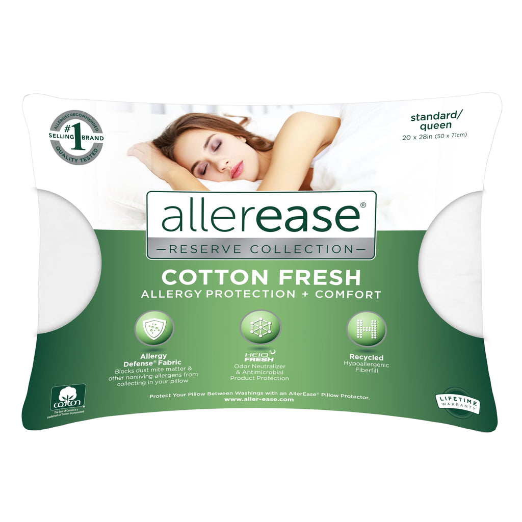 Ergonomic Memory Foam Cotton Fresh Bed Pillow, S/Q, White- 2 Pack Antimicrobial Allergy Defense Fabric - Hotel Quality Plush Sleeping Pillows - Default Title