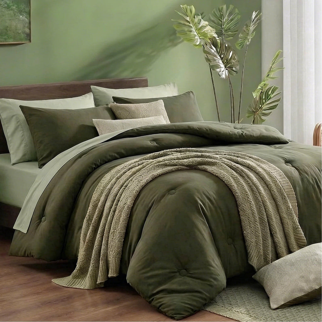 Heavyweight Warmth 7 Pieces Comforter Set Queen，Bed in A bag，All Seasons Bedding sets with Comforter,Fitted Sheet,Flat Sheet,Pillowcases... - Cloud-Like Soft Lightweight Bed Comforter - Default Title