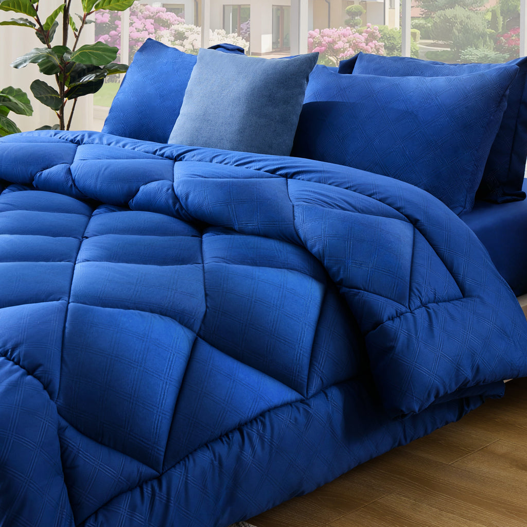 Luxurious Quilted Full Comforter Set 4 Pieces,Comforter Set,Bed in a Bag, Bedding Set with Comforter,Fitted Sheet,Flat Sheet,Pillowcase... - Luxurious Quilted Duvet Cover Set - Default Title