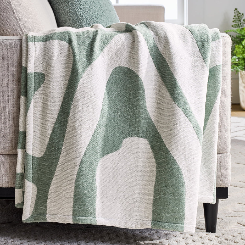 Cozy Fleece Chenille Jacquard Soft Throw Blanket, Soft Sea - Luxury Knitted Decorative Throw Blanket with Fringes - Default Title