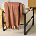 Decorative Knitted Faux Mohair Cozy Couch Throw Blanket Terracotta Clay, 50x72" - Cozy Fleece Throw Blanket for Couch & Bed - Default Title