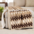 Super Soft Flannel Printed Velvet Plush Reverse to Faux Fur Super Soft Throw Blanket, Oversized, Linder Border Beige - Cozy Fleece Throw Blanket for Couch & Bed - Default Title