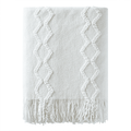 Lightweight Warm Fluffy Chenille Knitted Fringe Throw Blanket, Lightweight Soft Cozy Bed Sofa Chair Blanket, White, 50" x 60" - Luxury Knitted Decorative Throw Blanket with Fringes - Default Title