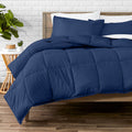 Luxurious Quilted Down Alternative Comforter Set - 3-Pieces - All Seasons - Queen, Dark Blue - Hypoallergenic Ultra-Fluffy Quilt for Winter - Default Title