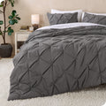 Fluffy Down Alternative Pintuck Down Alternative Comforter Set - 3-Pieces - All Seasons - King, Grey - Cloud-Like Soft Lightweight Bed Comforter - Default Title