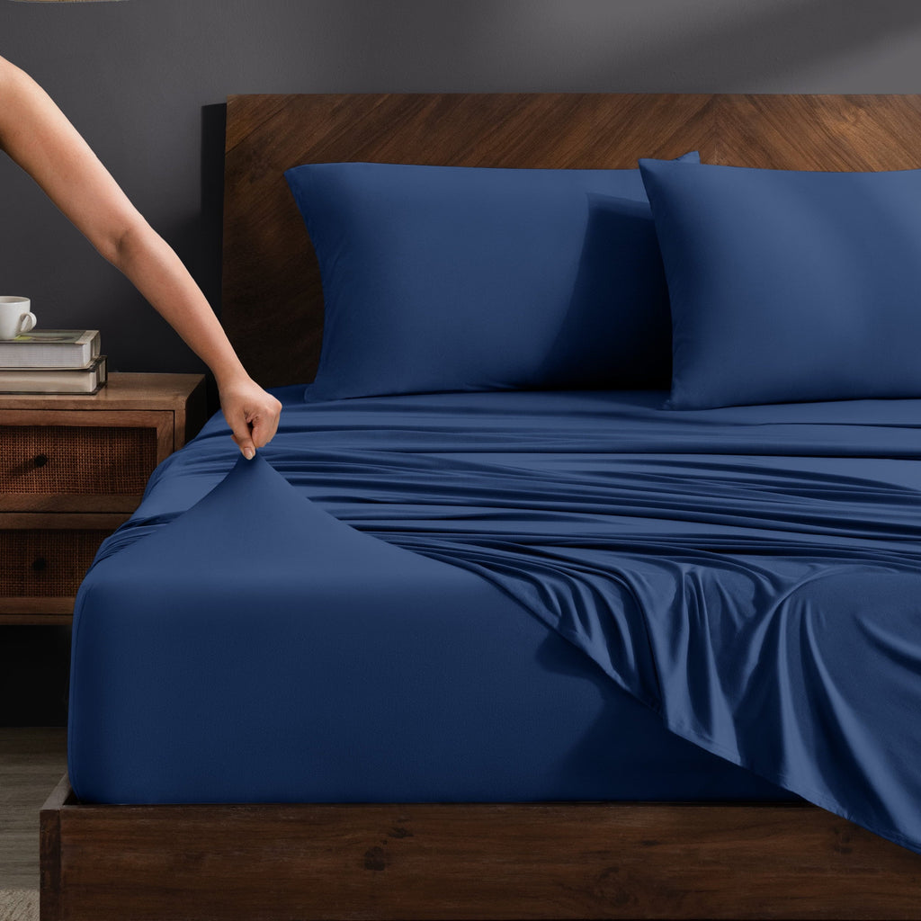 Premium Egyptian Cotton Cooling Performance Jersey Knit Stretch Sheet Set, Moisture-Wicking & Breathable, 4-Way Stretch Bed Sheets, Envelope ... - Cooling Hotel Quality Bedding Sheets and Pillowcases - Default Title