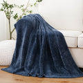 Reversible Sherpa Navy Blue Chenille Throw for Couch Bed,Soft Navy Knit Blanket, Housewarming Gifts, 51"x 67" - Lightweight Plush Warm Blanket for All Seasons - Default Title
