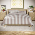 All-Season 100% Cotton Striped 3-Piece Natural Comforter Set, Full/Queen - Hypoallergenic Ultra-Fluffy Quilt for Winter - Default Title