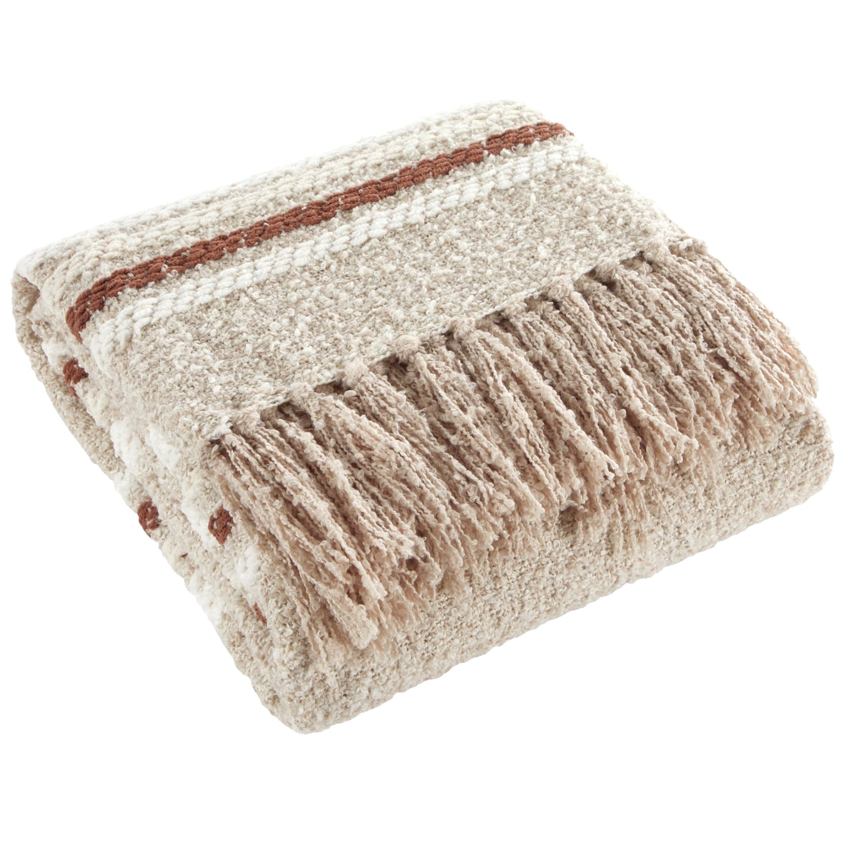 Lightweight Warm 60" x 50" Cozy Striped Porcini Chenille Throw - Super Soft Reversible Sherpa Flannel Blanket - Default Title