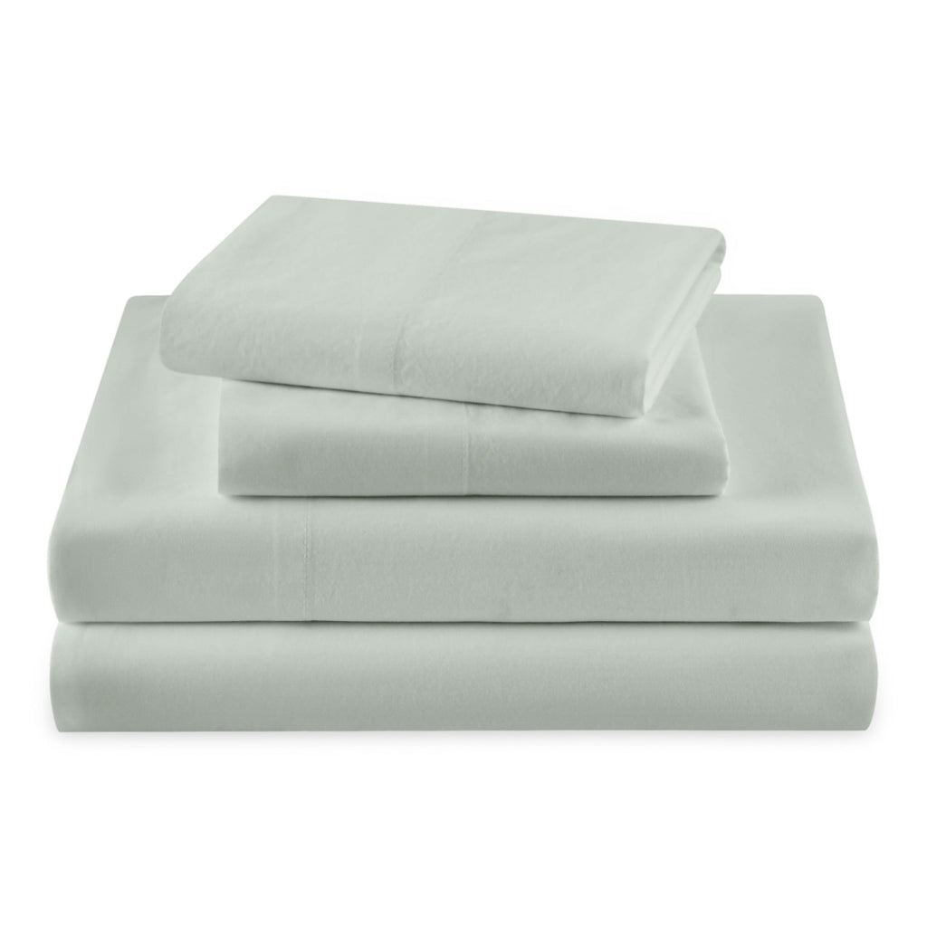 Cooling Sateen Solid 4-Piece 100% Cotton Washed Percale Sage Green Sheet Set, Full - Luxury Bed Sheet Set with Deep Pockets - Default Title