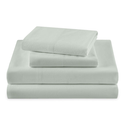 Cooling Sateen Solid 4-Piece 100% Cotton Washed Percale Sage Green Sheet Set, Full - Luxury Bed Sheet Set with Deep Pockets - Default Title