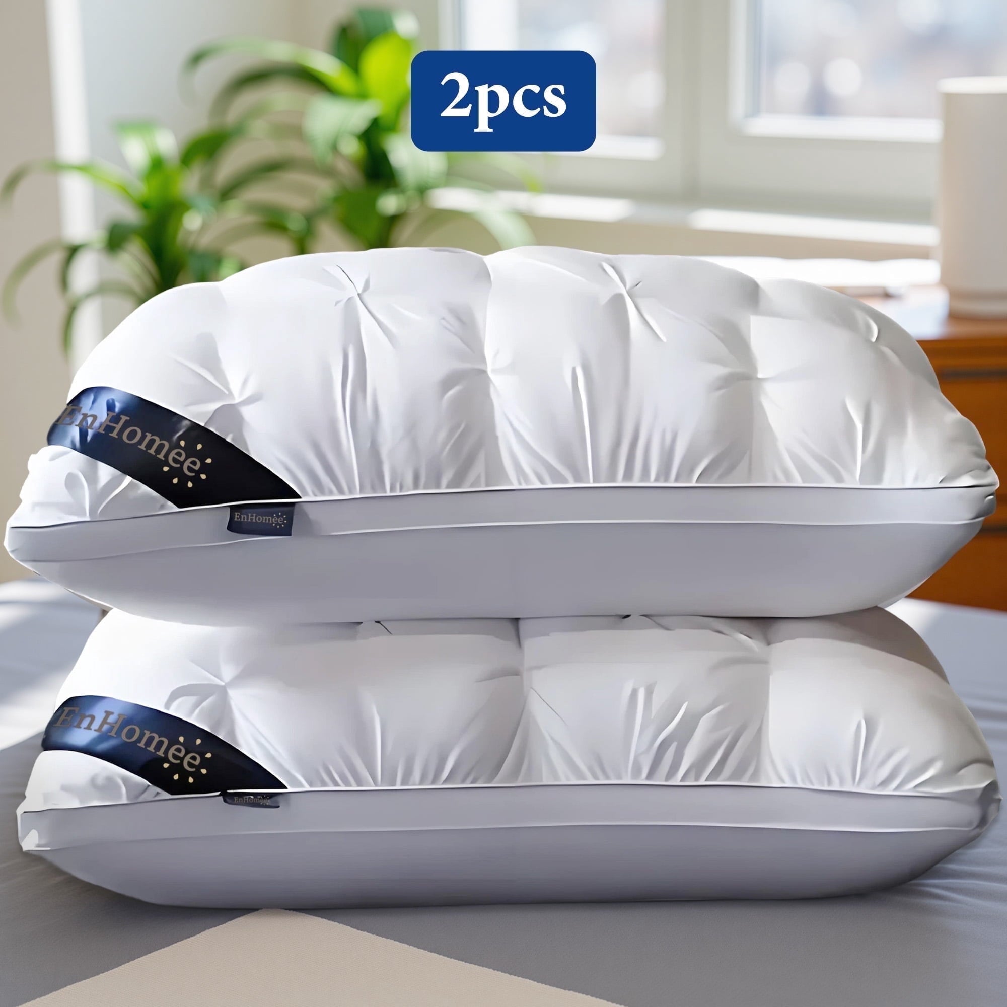 Decorative Plump 2-Pack Luxurious Hotel-Quality ,Resistant to Flattening, All-Season,White - Orthopedic Shredded Foam Bed Pillow Set - Default Title