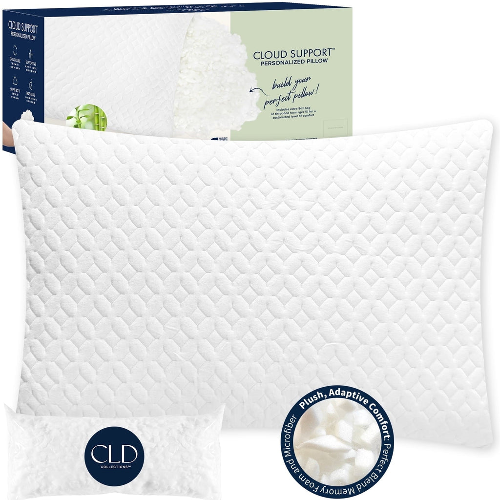 Hotel Collection Bed Pillows Cross Cut Memory Foam For Sleeping,Queen Size Bedding Pillow(White), Original Pillow for Sleeping，Adjusta... - Orthopedic Shredded Foam Bed Pillow Set - Default Title