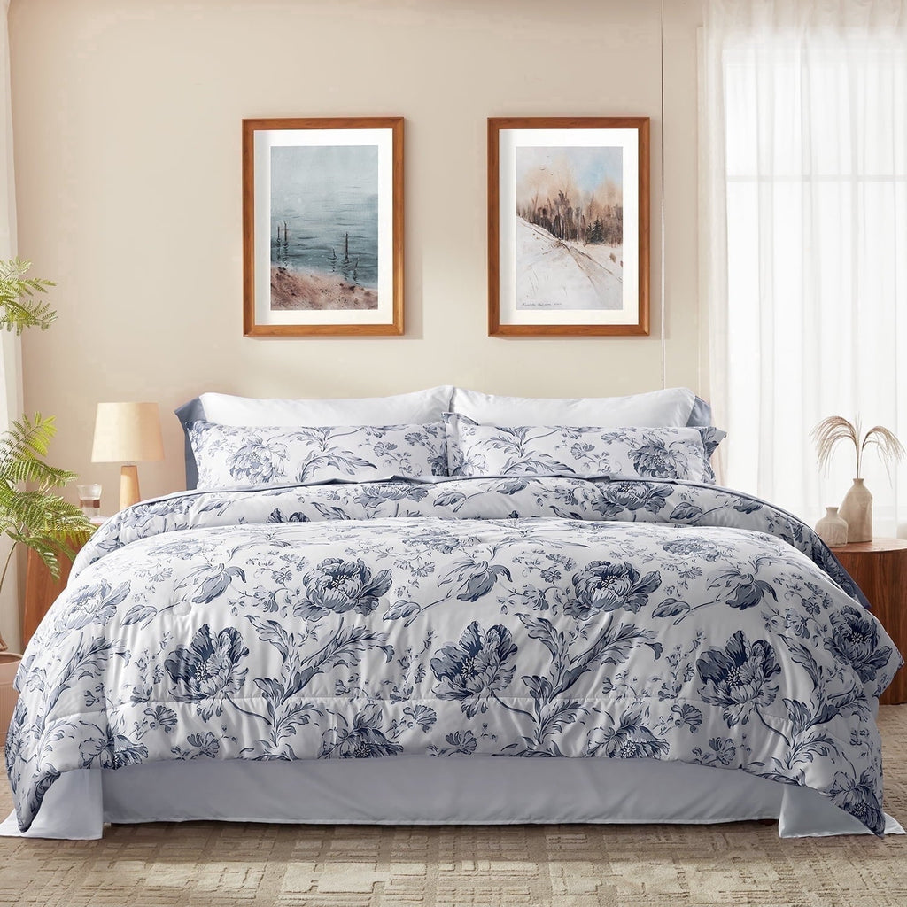 All-Season Queen Comforter Sets,7-Pieces Reversible Bedding Sets,Bed in a Bag with Comforter,Flat Sheet and Fitted Sheet,Pillowc... - Hypoallergenic Ultra-Fluffy Quilt for Winter - Default Title
