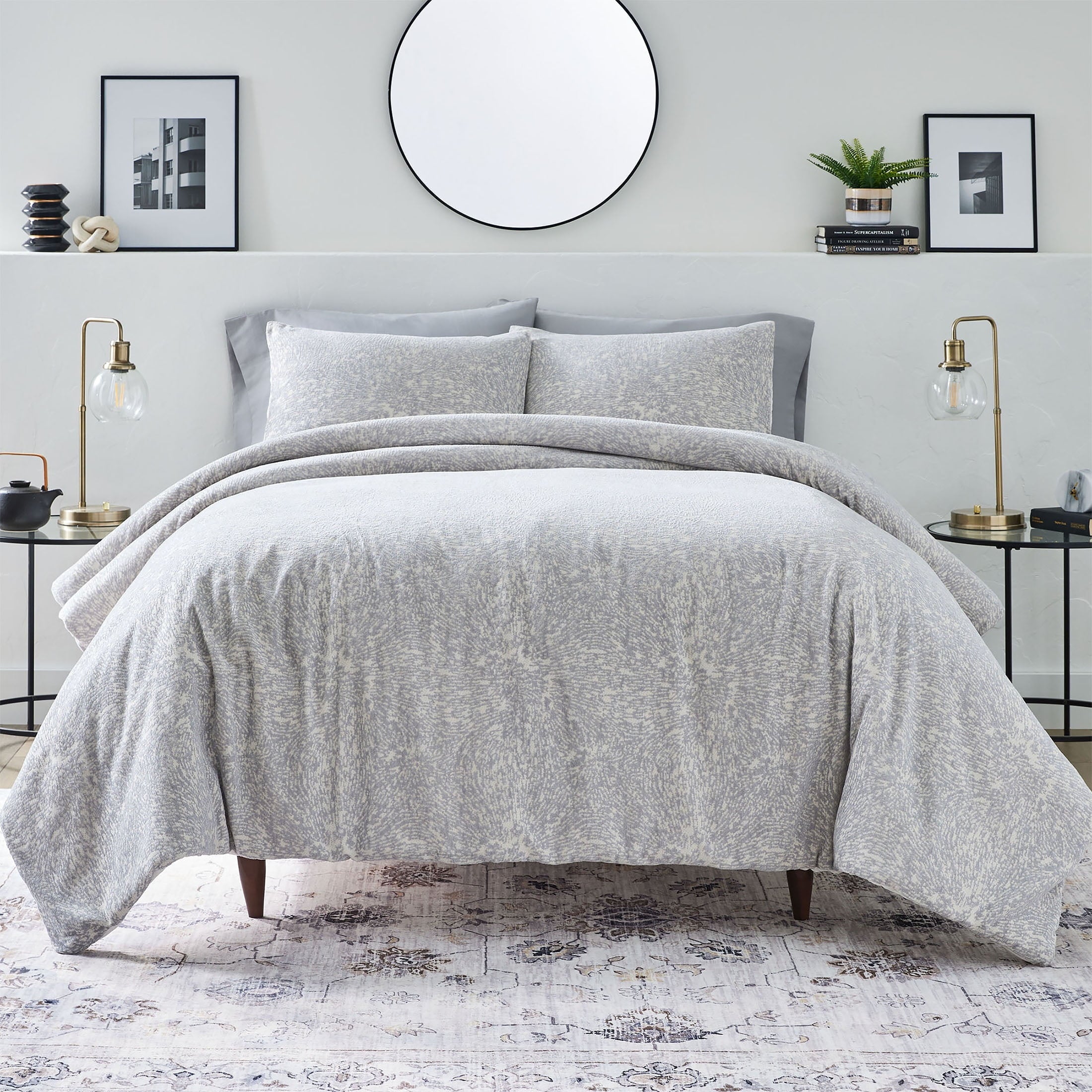 All-Season Better Homes & Garden Grey Chenille 3-Piece Comforter Set, Full/Queen, All Ages - All-Season Down Alternative Comforter Insert - Default Title