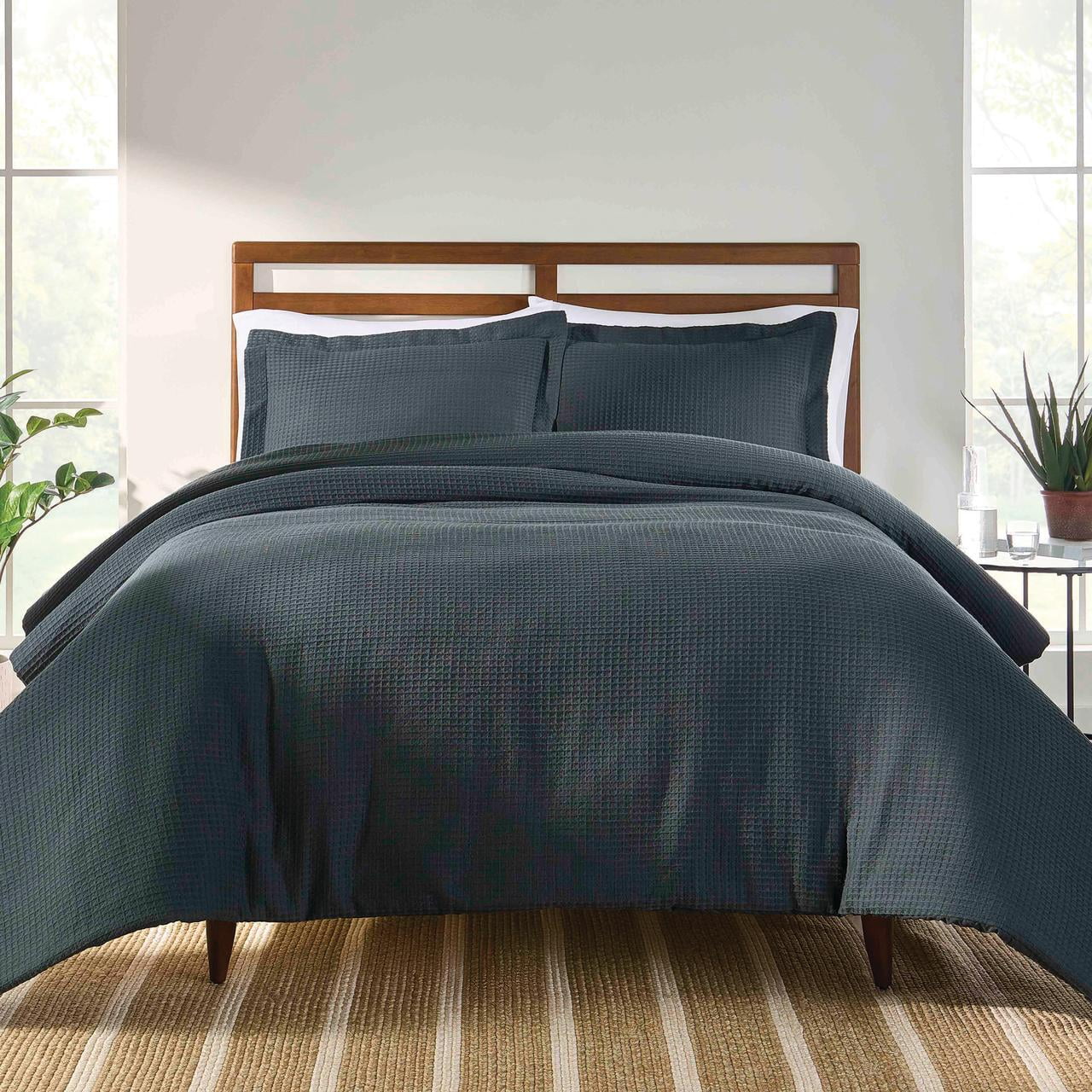 Hypoallergenic Cloud 3-Piece Grey Waffle Comforter Set, Adult Full/Queen - Hypoallergenic Ultra-Fluffy Quilt for Winter - Default Title