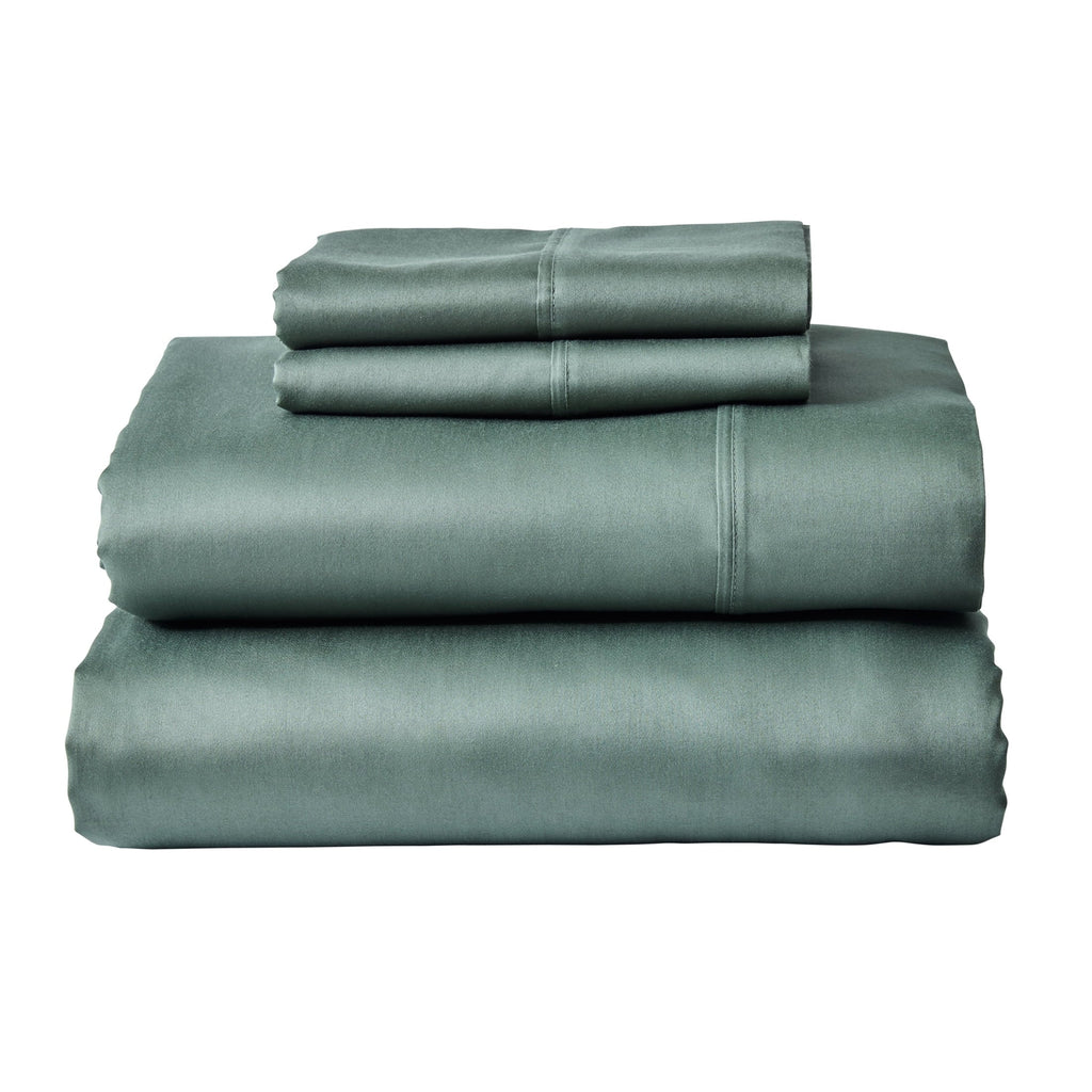 Breathable Luxury 4-Piece 300 Thread Count Green Ash Cotton Sateen Bed Sheet Set, Cali King - Breathable Egyptian Cotton Flat & Fitted Sheets - Default Title