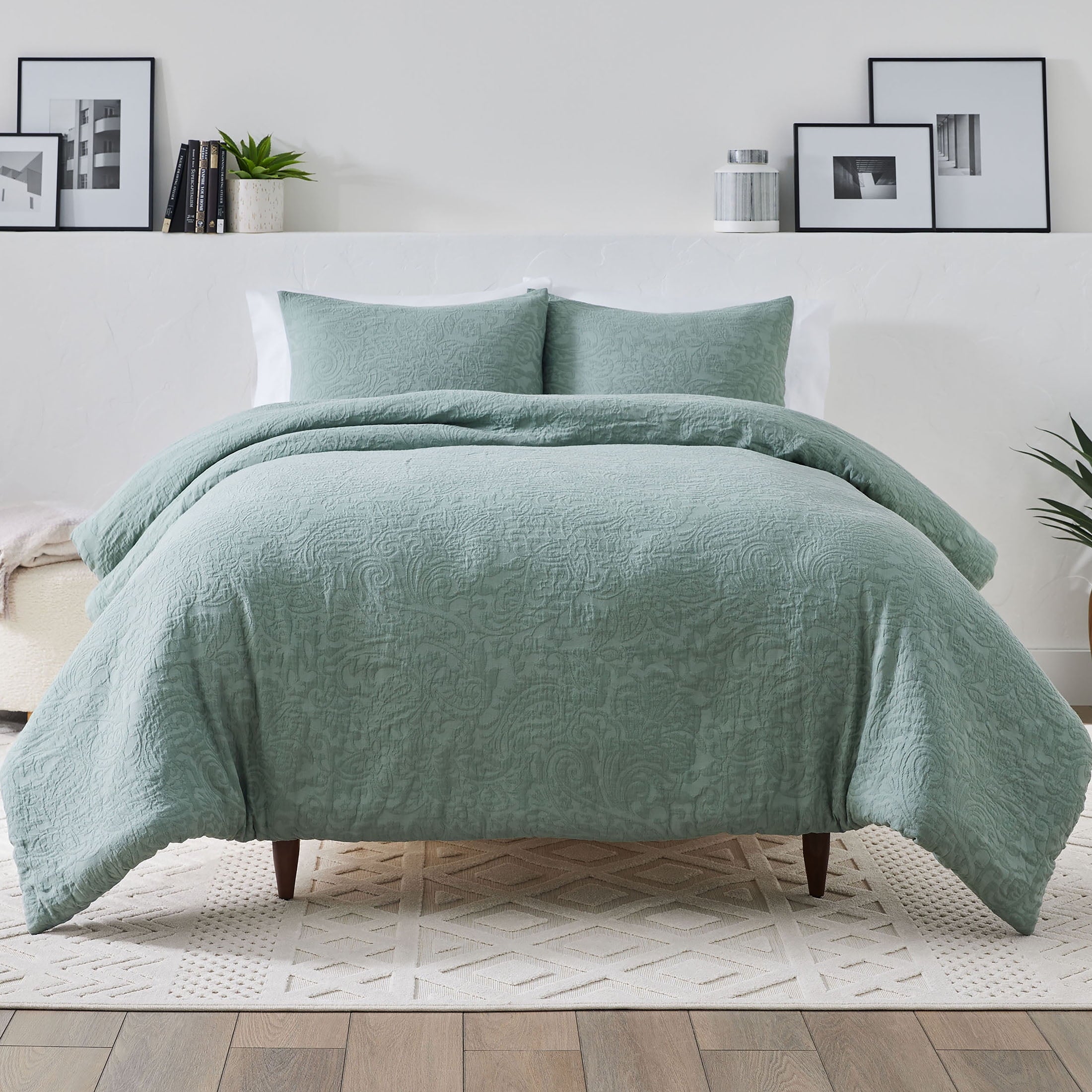 All-Season 3-Piece Sage Floral Comforter Set, Full/Queen - All-Season Down Alternative Comforter Insert - Default Title